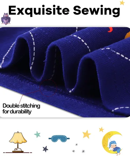 Miniatura 4 de DAUGHTER QUEEN Pijama para niños de 4 piezas, 100% algodón, talla 18 meses a 12 años