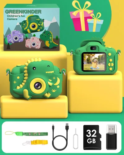 Miniatura 7 de Cámara para niños, Cámara digital para niños pequeños de dinosaurio para niños de 3 a 12 años, regalos de Navidad y cumpleaños, cámara de video HD