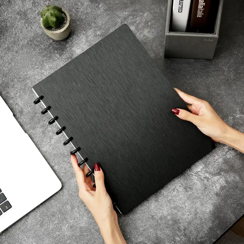 Miniatura 2 de Yoment Paquete de 2 Cuadernos con Encuadernación de Discos Recargables de 5 Materias 8.6" x 12" Diario Espiral Personalizable con Páginas Removibles
