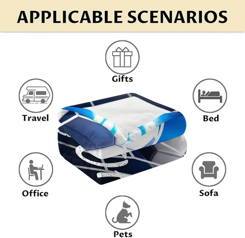 Miniatura 6 de Manta de fútbol para niños y niñas, tamaño regazo de 30 x 40 pulgadas, manta suave y acogedora, regalo para equipo de fútbol, manta deportiva azul