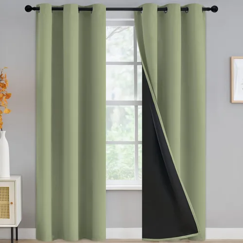 Miniatura 288 de Yakamok Cortinas negras, cortinas de ventana con aislamiento térmico y eficiencia energética para dormitorio, cortinas opacas completas y cortinas