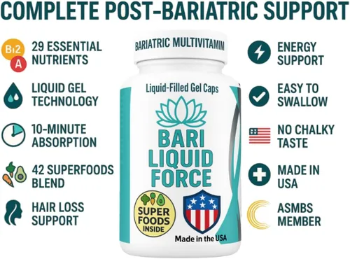 Miniatura 10 de Multivitamínico bariátrico con hierro – Cápsulas blandas de rápida absorción rellenas de líquido – Cumple con ASMBS – Suplemento bariátrico todo