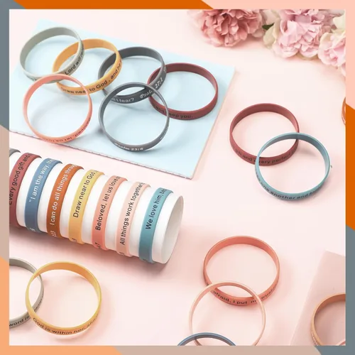 Miniatura 7 de Estune 120 pulseras de versículos de la Biblia, con cita motivacional, pulseras de goma, pulseras de silicona religiosas, pulseras de silicona