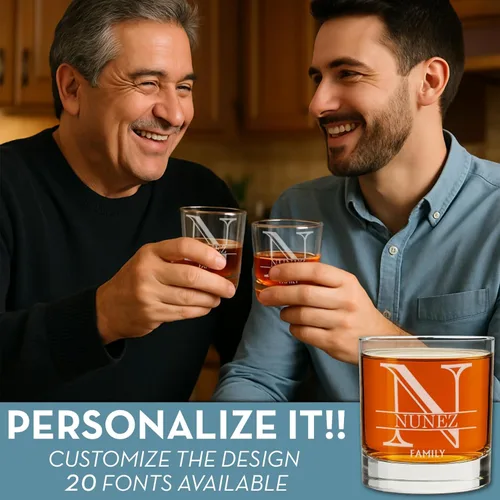 Miniatura 3 de Vaso de whisky personalizado para el Día del Padre, 11 onzas, regalos de whisky personalizados para hombres, vidrio borbón grabado, regalos