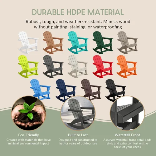 Miniatura 8 de WestinTrends Malibu - Juego de 3 sillas mecedoras Adirondack de polietileno para exteriores y patio con mesa auxiliar (2 plazas), color gris