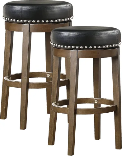 Miniatura 6 de Lexicon Blueridge Taburete giratorio de altura de comedor (juego de 2), 19.5 pulgadas SH, negro