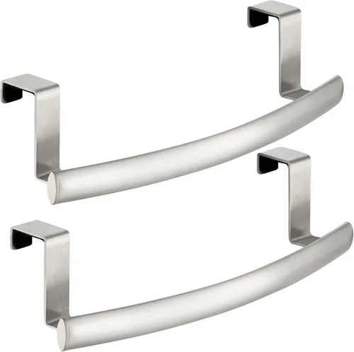 Miniatura 9 de mDesign Barra Curva de Toallas sobre Puerta de Acero, Colgador para Armario o Mueble, Soporte para Cocina, Baño - Sostiene Toallas de Mano/Platos
