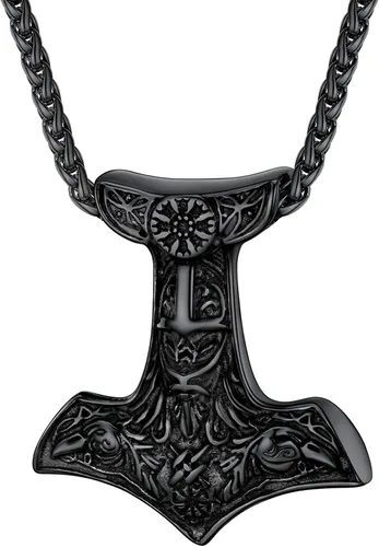 U7 Collares de nudo celta, joyería vikinga nórdica de acero inoxidable, martillo de Thor, runas, triqueta mágica, nudo trinitario, colgante de cruz