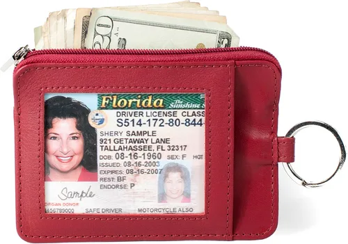Miniatura 2 de RFID Slim ID - Cartera con bolsillo frontal con cierre de monedero, Rojo, S