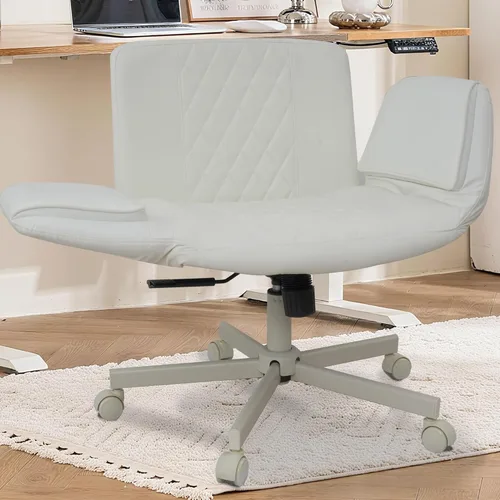 Miniatura 11 de Silla de oficina ergonómica con patas cruzadas con ruedas, altura ajustable y giratoria de 360° para meditación, escritorio y yoga, diseño cruzado