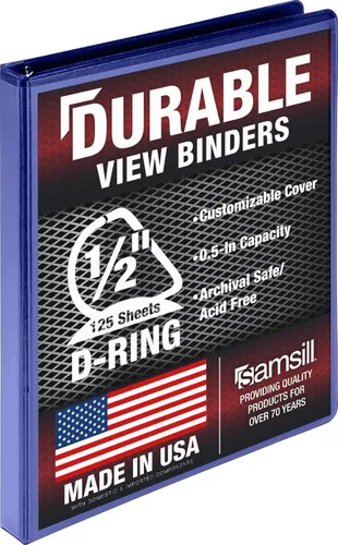 Miniatura 22 de Samsill Carpeta duradera de 1.5 pulgadas, fabricada en los Estados Unidos, carpeta de anillos en D, carpeta transparente personalizable, color rojo