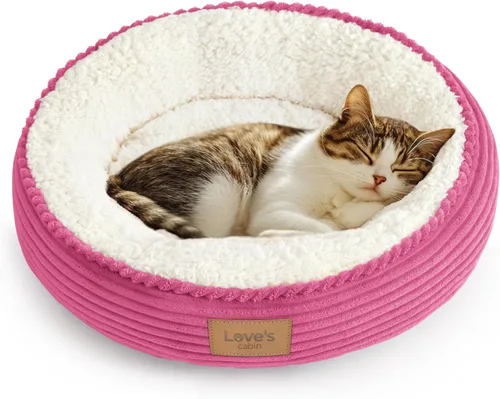 Miniatura 58 de Love's cabin Cama redonda acolchada para gatos y perros, cama para mascotas de 20 pulgadas para gatos o perros pequeños, parte inferior Violeta
