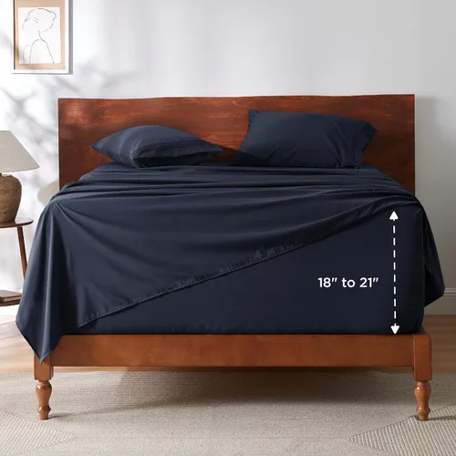 Miniatura 8 de Bedsure - Juego de sábanas para cama tamaño King con bolsillo profundo - Se ajusta a colchones de hasta 21 pulgadas de grosor - Juego de 4 sábanas