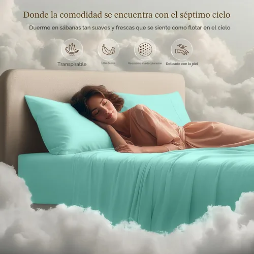 Miniatura 6 de Utopia Bedding Juego de sábanas King – Ropa de cama de 4 piezas – Microfibra cepillada – Resistente al encogimiento y a la decoloración – Fácil Azul