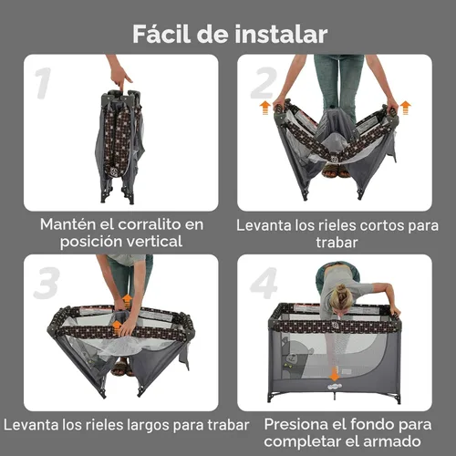 Miniatura 5 de Cuna portátil para bebé Pamo Babe con colchón y bolsa de transporte, color gris