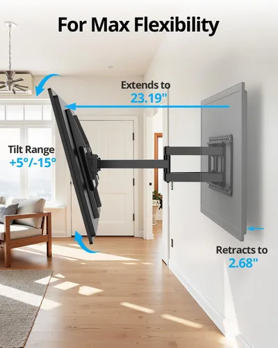 Miniatura 7 de USX STAR Soporte de pared de TV resistente de 85 86 98 y 100 pulgadas para televisores grandes de 37 a 105 pulgadas, soporte de TV premontado
