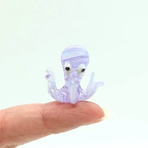 Miniatura 16 de Pulpo diminutas micro figuras sopladas a mano de vidrio de color arte animales coleccionables regalo decoración del hogar (negro)