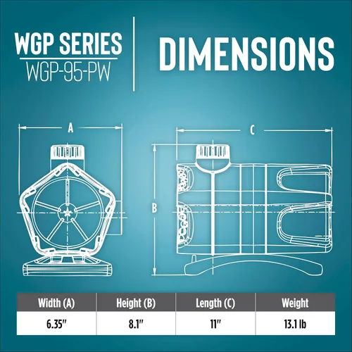 Miniatura 3 de Little Giant WGP-95-PW 115 voltios, 4280 GPH Bomba sumergible de cascada y estanque de accionamiento directo de doble descarga, color negro, 566407