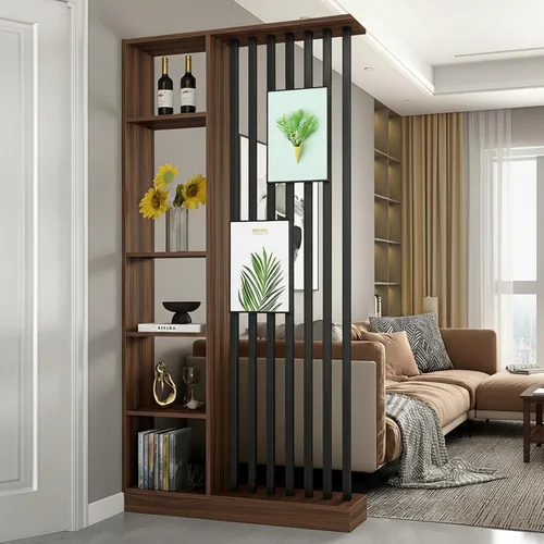 Miniatura 11 de Divisor de habitación de piso a techo con estantes, pantalla de división independiente, muebles divisores de habitación de estilo industrial