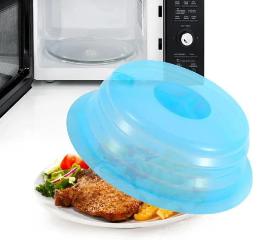 Miniatura 2 de Kichwit, cubierta de plato para microondas de silicona plegable, apta para lavavajillas y sin BPA, azul, 10.2
