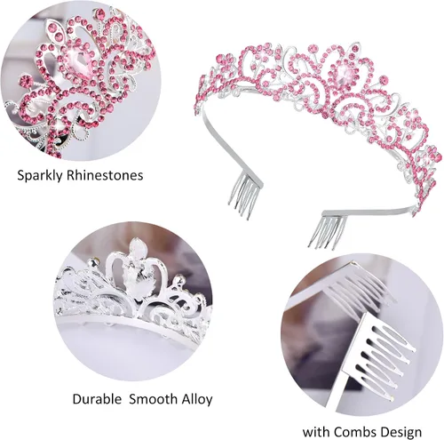 Miniatura 25 de Tiaras de cristal para mujer, fiesta de cumpleaños, princesa, boda, novias, corona, graduación, accesorios para el cabello, regalos con peines