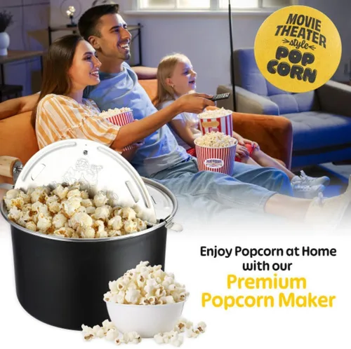Miniatura 4 de Máquina de palomitas de maíz para estufa – Sartén popper de 6.5-quart con manija de manivela de madera y agitador interno de granos de maíz de Great