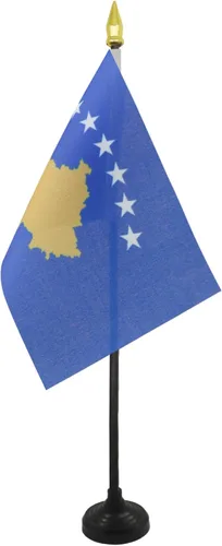 Miniatura 12 de AZ FLAG Bandera de mesa de Albania de 4 x 6 pulgadas - Bandera de escritorio albanesa 5.9 x 3.9 in - Tapa de lanza dorada