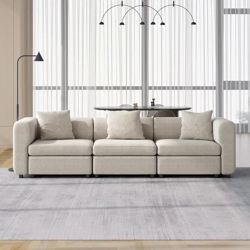 Miniatura 11 de Guyii Sofá Seccional de Terciopelo, Sofá Loveseat Moderno de Gran Tamaño con 2 Almohadas, Sofá Convertible de 81.88 pulgadas de Largo con Cojines
