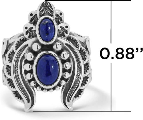 Miniatura 4 de Anillo Naja de plata de ley de American West con diseño de lapislázuli azul, turquesa o nácar, talla 5 a 10