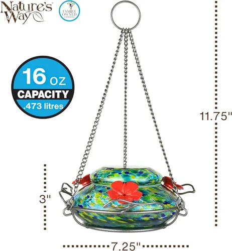 Miniatura 3 de Nature's Way Bird Products GHF7 alimentador de colibrí iluminado soplado a mano