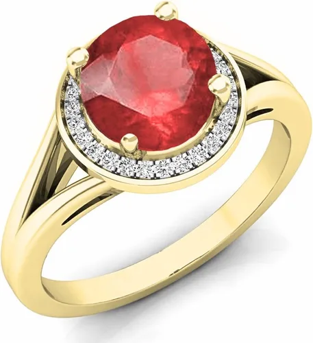 Miniatura 30 de Dazzlingrock Collection Anillo de compromiso redondo de 0.276 in con halo de diamante blanco y vástago dividido para ella en oro macizo de 14