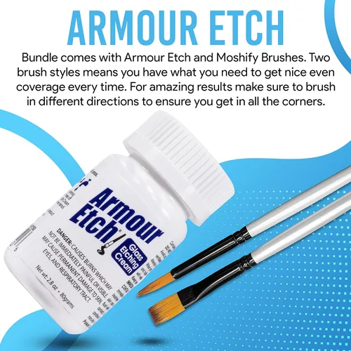 Miniatura 5 de Crema para Grabado de Vidrio Armour Etch - Tamaño Inicial de 2.8oz - Incluye Pinceles de Aplicación Moshify