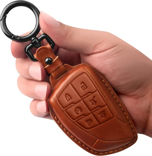 Miniatura 9 de Tukellen Funda para Llavero de Cuero Genuino Smart Key Holder Sleeve Compatible con 2021-2026 Chevy Chevrolet Colorado Equinox Silverado GMC Canyon
