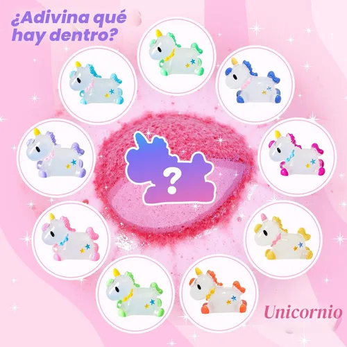 Miniatura 7 de Bombas de baño de unicornio con juguetes sorpresa en el interior, regalos de cumpleaños para niñas, paquetes de 9 bombas de baño de burbujas