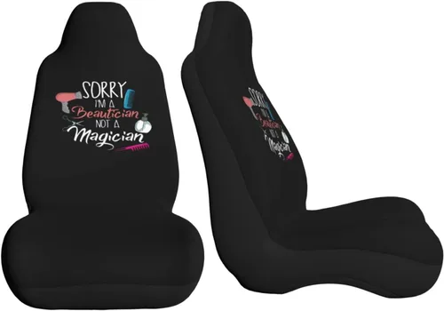 Miniatura 3 de Juego de 2 fundas universales para asiento de coche con texto en inglés "I A Hair Stylist Not A Magician" para camión, SUV, color negro