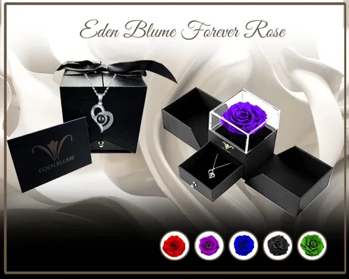 Miniatura 6 de Joyero de rosas eternas preservadas morado