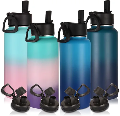 Miniatura 8 de Volhoply Botella de agua de 22 onzas con aislamiento al vacío de doble pared de color degradado Multic con tapa con pajilla, tazas de acero Mezcla