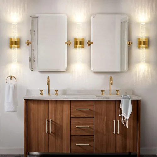 Miniatura 5 de Juego de dos apliques de pared dorados - Modernos apliques de cristal para iluminación de pared de 12 W, 4000 K, aplique de pared LED regulable
