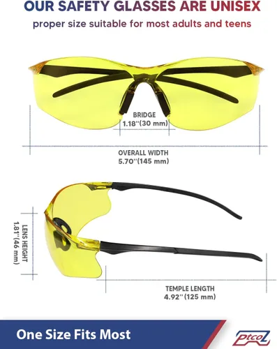Miniatura 7 de Paquete de 3 lentes de seguridad tintados ámbar: lente de policarbonato antiarañazos con certificación ANSI Z87.1, protección UV para construcción