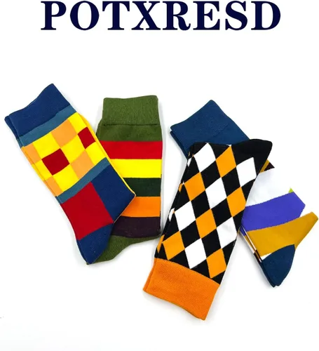 Miniatura 4 de Calcetines de vestir divertidos para hombre, calcetines coloridos y divertidos, calcetines con patrón novedoso loco, calcetines de cuello redondo