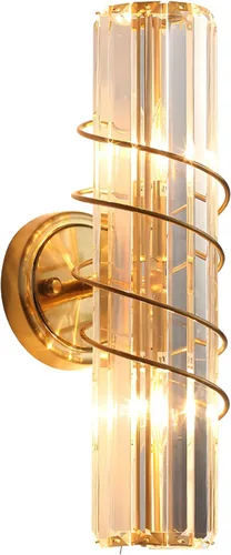 Miniatura 9 de Aplique de pared de cristal con 2 luces de latón vintage de mediados de siglo, iluminación de pared de latón dorado para interiores, lámpara