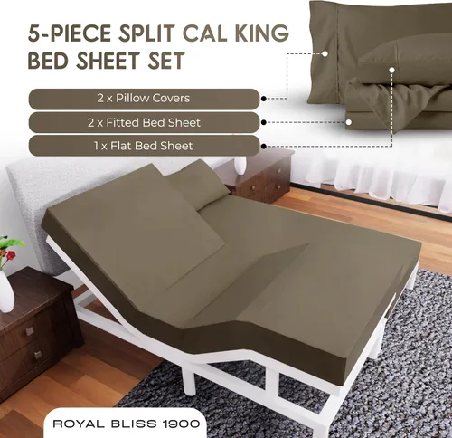 Miniatura 4 de Juego de sábanas tamaño California King divididas - Juego de 5 piezas - Juego de sábanas tamaño California King divididas - Juego de sábanas Gris