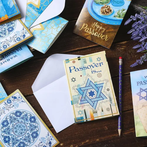 Miniatura 4 de 24 juegos de tarjetas de felicitación de Pascua con sobres, tarjetas de felicitación de Pascua, tarjetas de pesaj, regalos de vacaciones judías