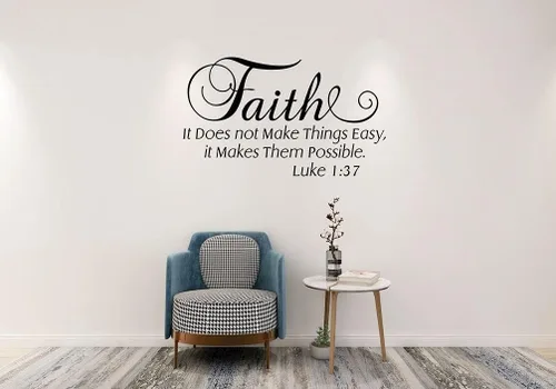 Miniatura 5 de Calcomanías de pared cristianas de Lucas 1:37, Faith It Does Not Make Things Easy It Makes Them Possible Bible Versículo Pegatinas de pared, citas