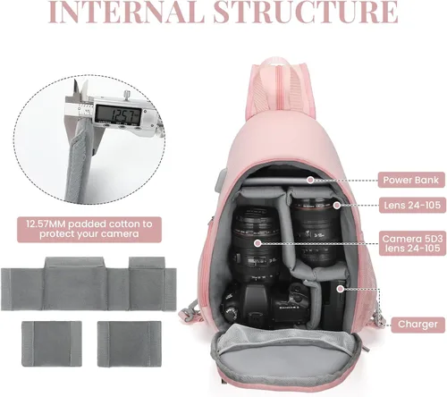 Miniatura 3 de BAIGIO - Bolso cruzado para cámara pequeño, mochila para cámara para fotógrafos, bolso cruzado para cámara impermeable, mochila de viaje para cámara