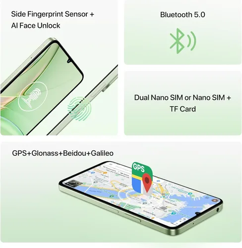 Miniatura 7 de UMIDIGI Teléfono celular, teléfono inteligente G9T Android 14 desbloqueado, 4+128 GB/1 TB TF, 6.75 pulgadas HD+, 5000mAh, carga rápida de 18 W, Verde