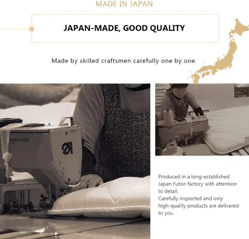 Miniatura 6 de EMOOR Conjunto de futón japonés de tamaño compacto, fabricado en Japón