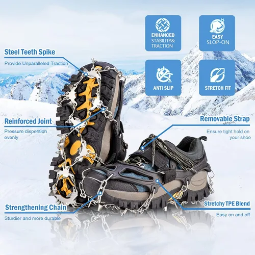 Miniatura 2 de TIMINGILA - Botas de hielo de tracción para botas de senderismo, zapatos para mujeres, hombres y niños, agarre de nieve de tracción para senderismo