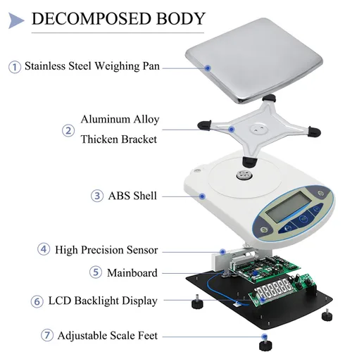 Miniatura 6 de CGOLDENWALL Báscula de laboratorio 5kgx0.0.04 oz Balanza digital de precisión Balanza electrónica Pesaje de laboratorio Báscula industrial Báscula