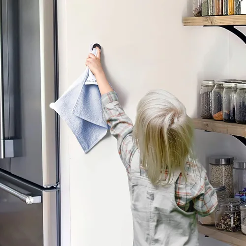Miniatura 3 de Philbinden 3 piezas de ganchos para toallas de cocina redondos adhesivos para toallas de cocina con acabado en cromo premium y fácil instalación